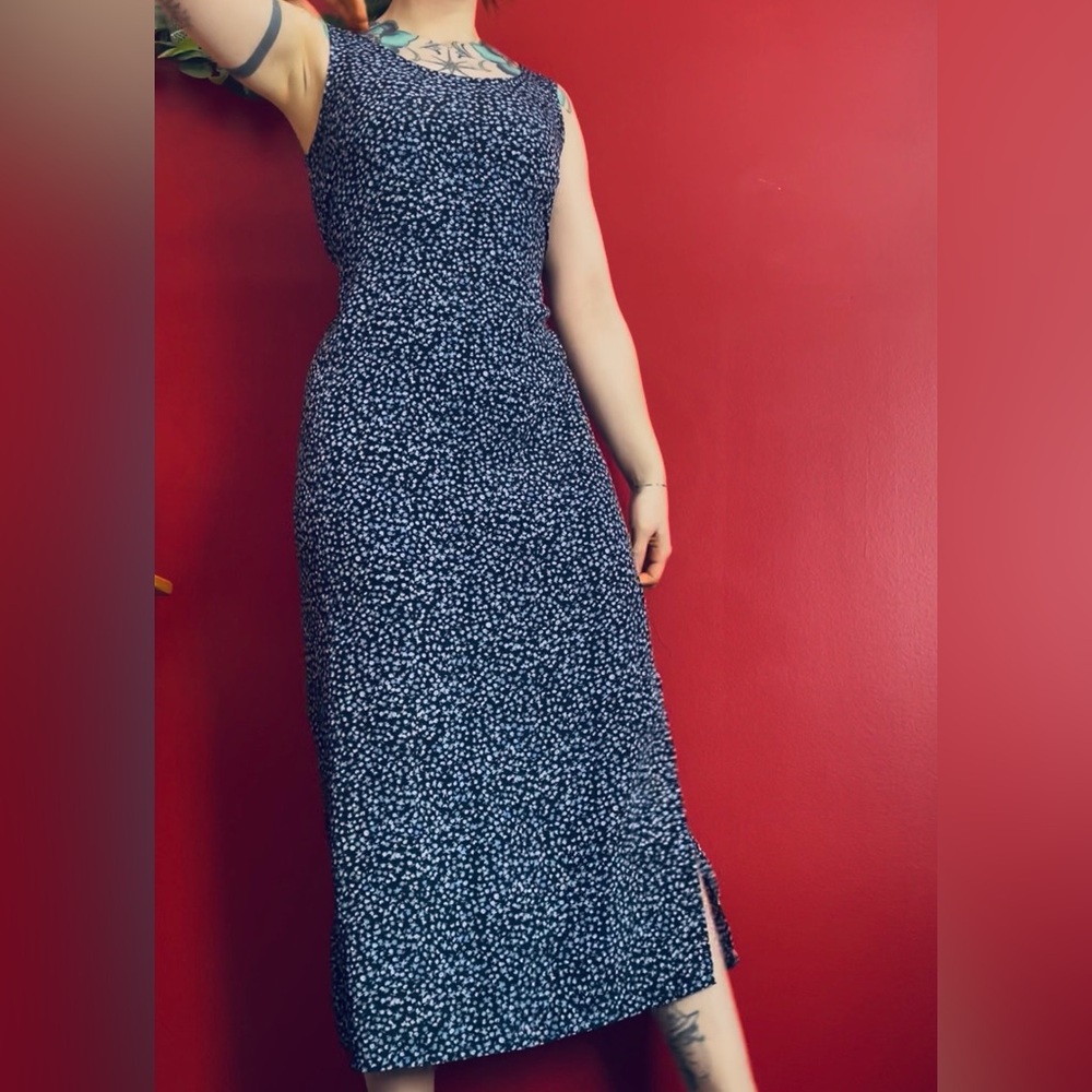 Jessica Navy and White Maxi Dress